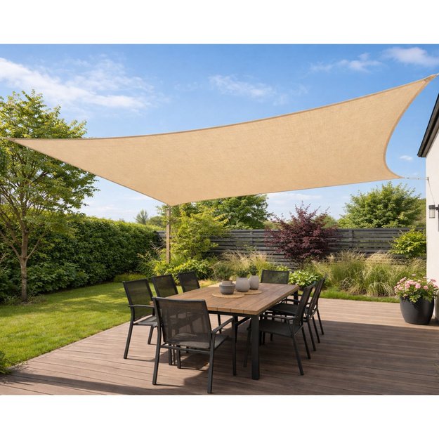 Rectangular Beige Waterproof Garden Sun Sail 200x300 cm