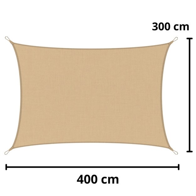 Rectangular Beige Waterproof Garden Sun Sail 200x300 cm