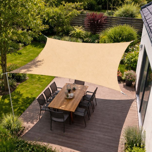 Rectangular Beige Waterproof Garden Sun Sail 200x300 cm
