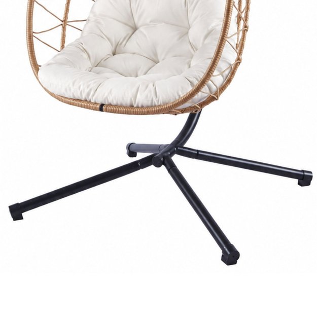 LEAN Hanging Rocking Chair Garden Cocoon Cushions Swing Brown Frame