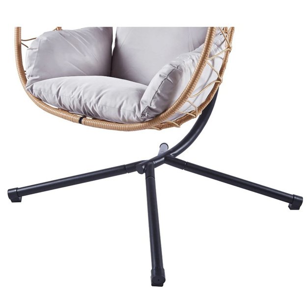 LEAN Hanging Rocking Chair Garden Cocoon Cushions Swing Brown Frame