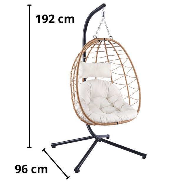 LEAN Hanging Rocking Chair Garden Cocoon Cushions Swing Brown Frame