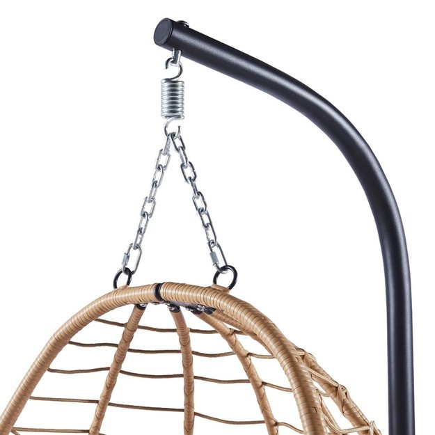 LEAN Hanging Rocking Chair Garden Cocoon Cushions Swing Brown Frame