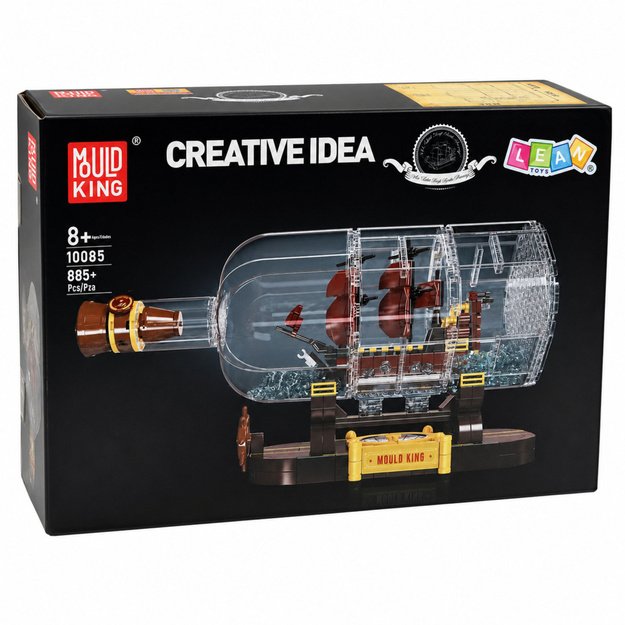 Ship in a Bottle Construction Blocks Decorative Sailing Ship Brown 885 pcs.