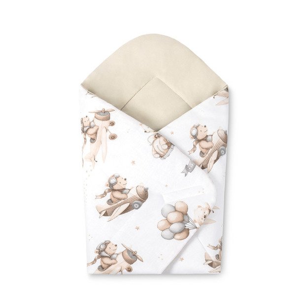 BABY WRAP COTTON FLYING TEDDY BEIGE 75X75