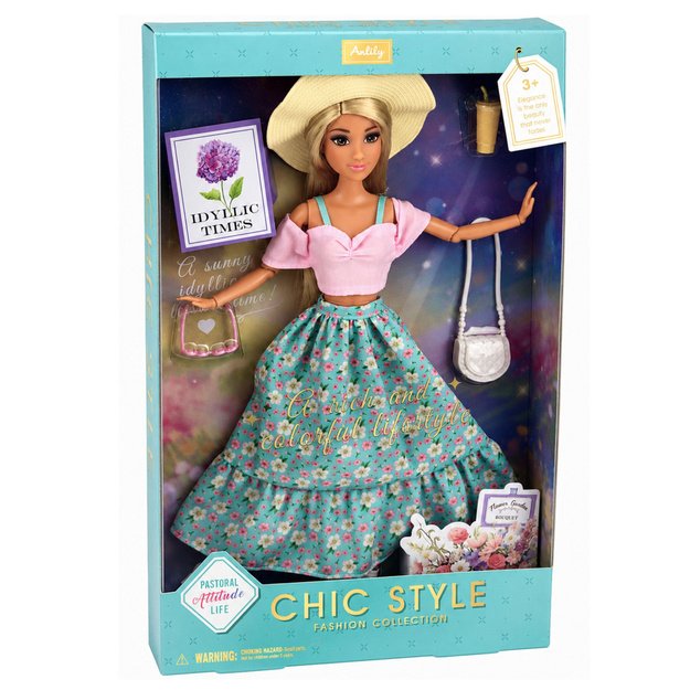 Anlily Fashion Doll in Skirt and Hat Bag Cup Accessories Set