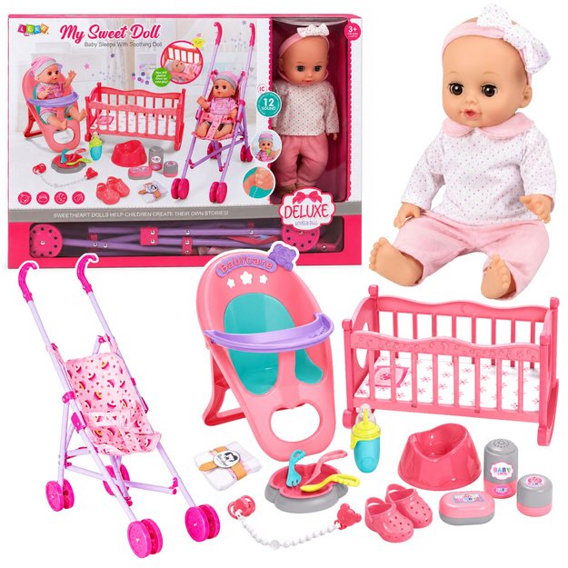 3-in-1 Interactive Baby Doll Peeing Cradle Stroller Accessories Set