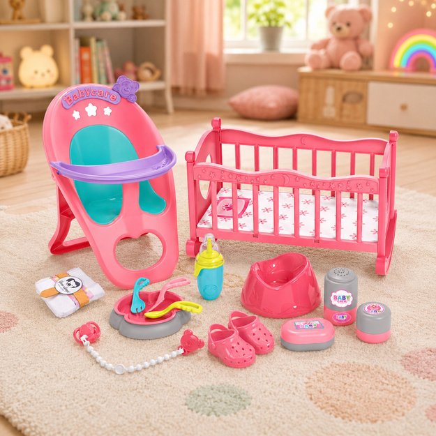 3-in-1 Interactive Baby Doll Peeing Cradle Stroller Accessories Set