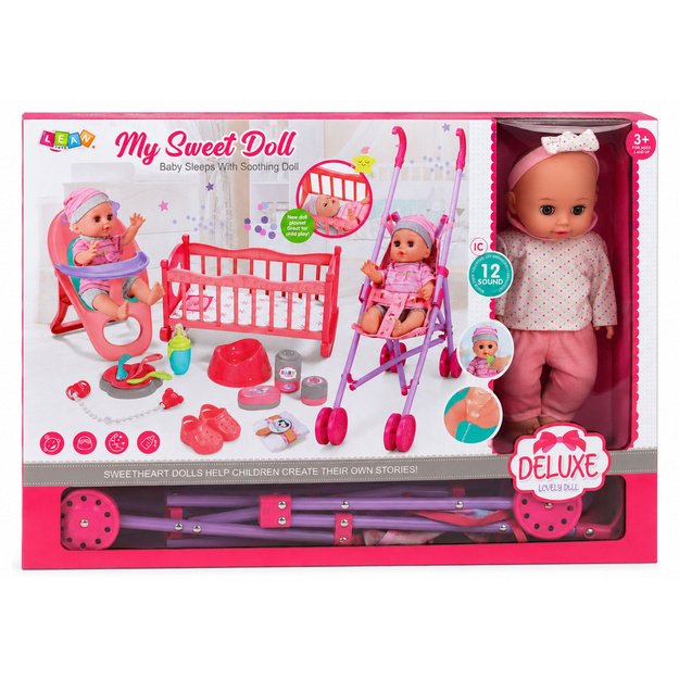 3-in-1 Interactive Baby Doll Peeing Cradle Stroller Accessories Set