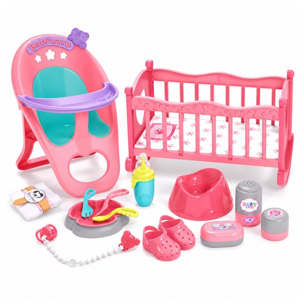 3-in-1 Interactive Baby Doll Peeing Cradle Stroller Accessories Set