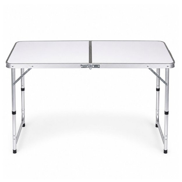 Folding Camping Table Adjustable Height Suitcase White