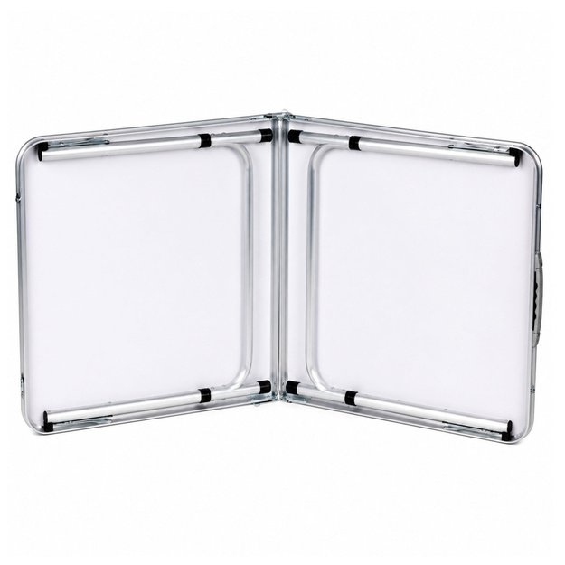 Folding Camping Table Adjustable Height Suitcase White