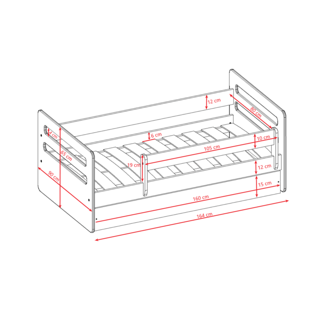 Lova tomi balta su stalčiumi be čiužinio 160/80 8