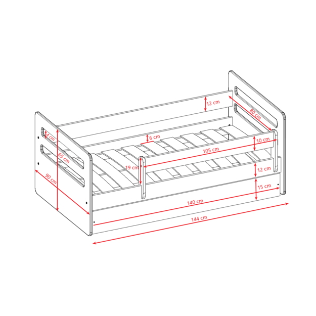 Lova tomi žalia su stalčiumi be čiužinio 140/80 5