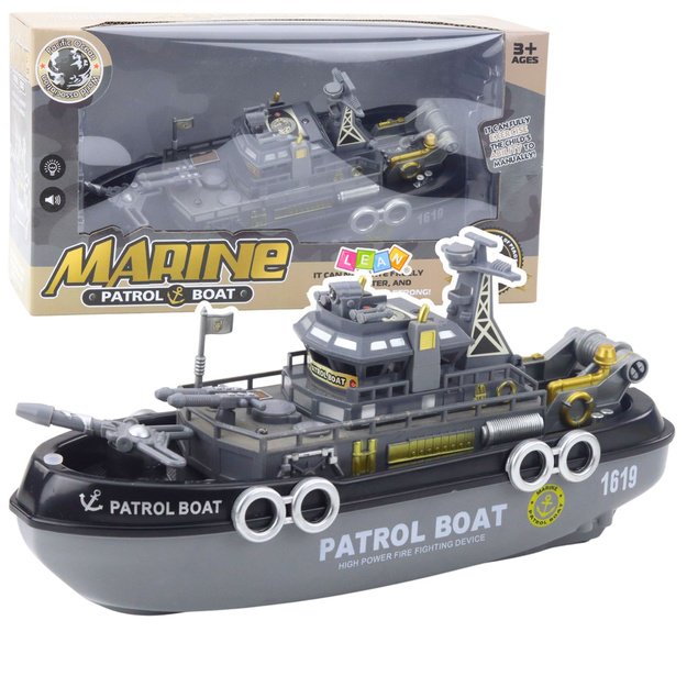 Patrol Boat Lights Sounds Water Spray Moving Elements