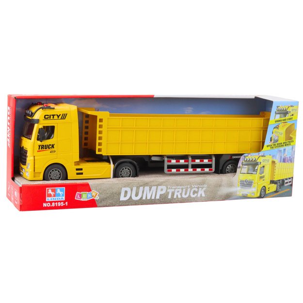 Transport Truck Liftable Trailer Lights Sounds Yellow 3