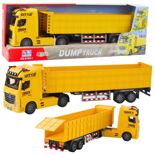 Transport Truck Liftable Trailer Lights Sounds Yellow