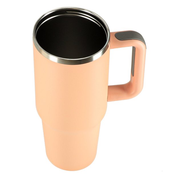 Termo puodelis su šiaudeliu ir rankenėle termosas 1200ml pudros rožinės spalvos 6