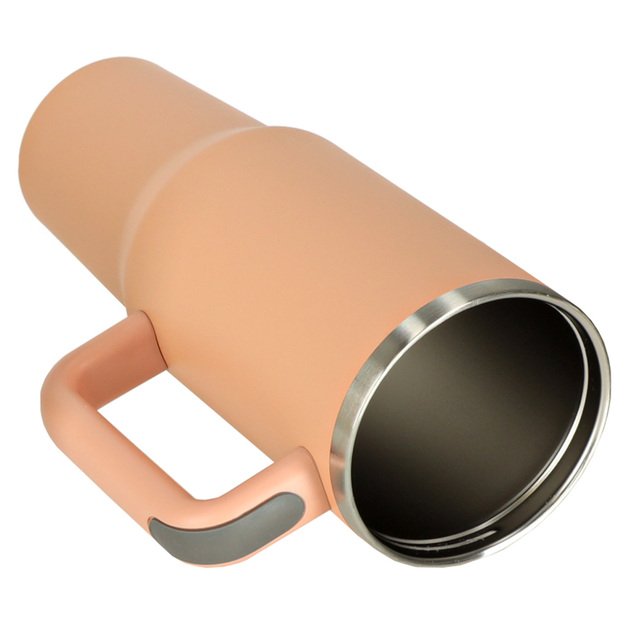 Termo puodelis su šiaudeliu ir rankenėle termosas 1200ml pudros rožinės spalvos 7