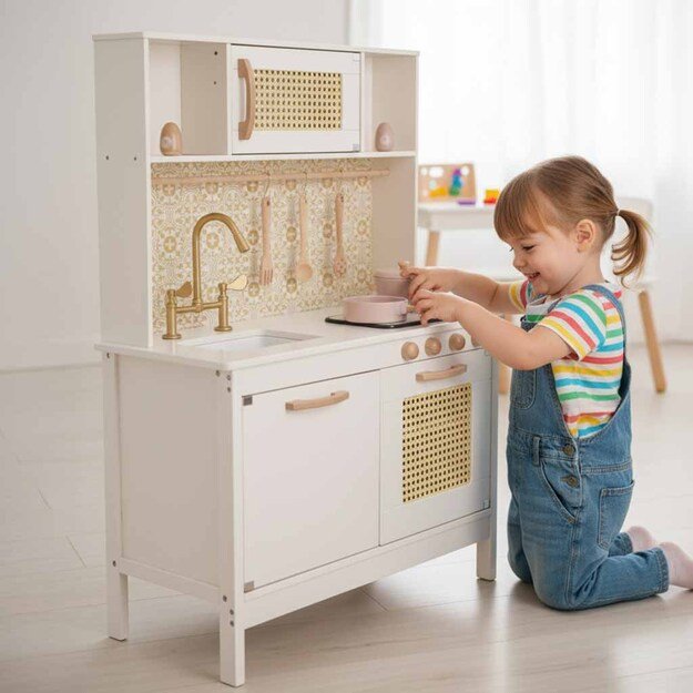 Vaikiška retro MDF medinė virtuvė su BOHO aksesuarais 19