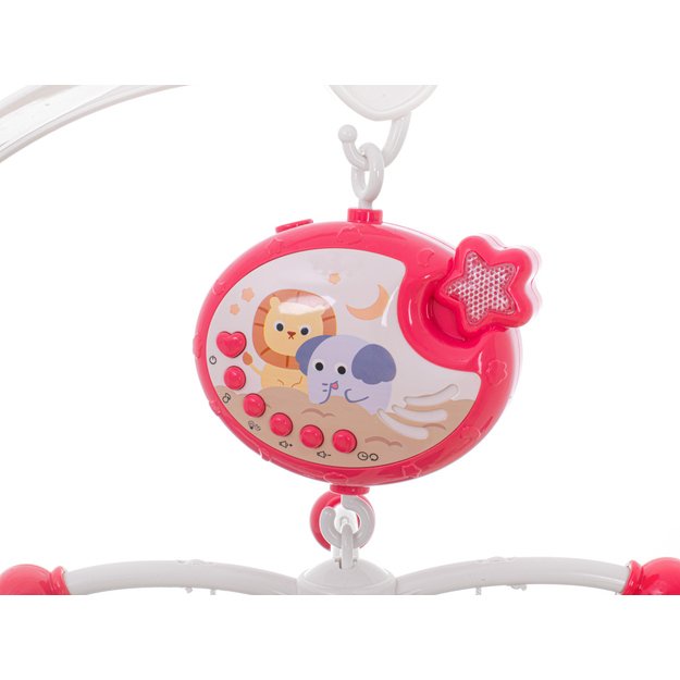 Musical crib carousel with lullabies and remote control (red)