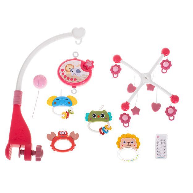 Musical crib carousel with lullabies and remote control (red)