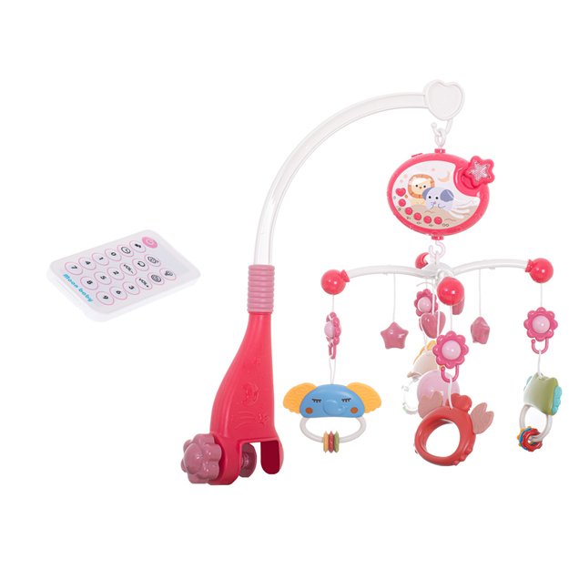 Musical crib carousel with lullabies and remote control (red)