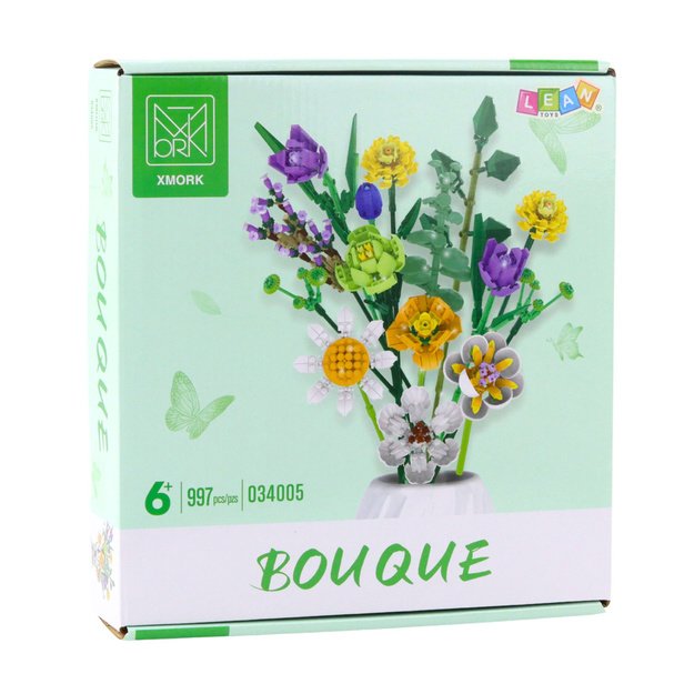Construction Blocks Decorative Bouquet of Colorful Flowers 997 pcs. 2