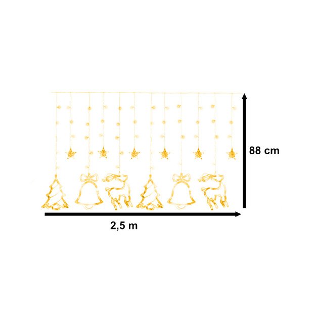 LED elnių užuolaidų žibintai 2,5 m 138LED šiltai balta