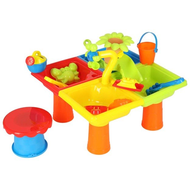 Vandens stalas keturių dalių smėlio dėžė kastuvas laistytuvas taburetė 7