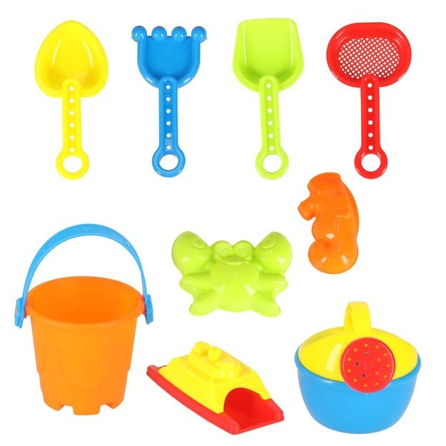 Vandens stalas keturių dalių smėlio dėžė kastuvas laistytuvas taburetė 4