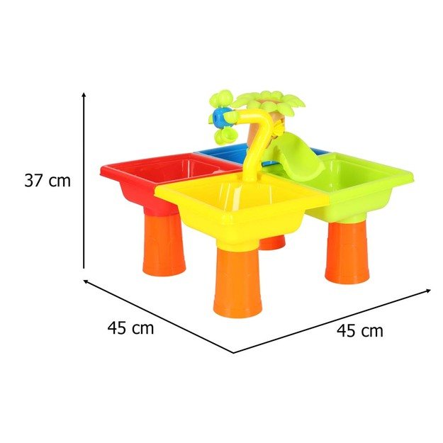 Vandens stalas keturių dalių smėlio dėžė kastuvas laistytuvas taburetė 10