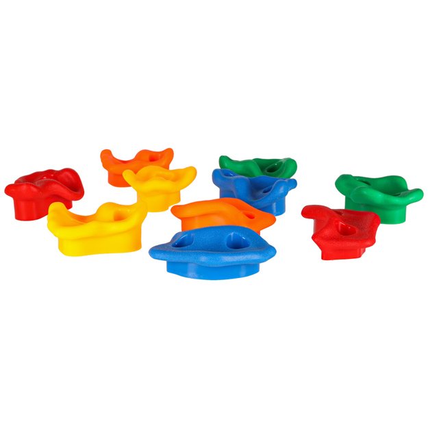 Laipiojimo akmenys vaikų laipiojimo rankenos spalvingos 10 vnt. + varžtai 5