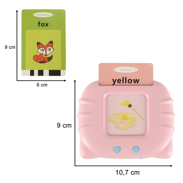 Garsinis kortelių skaitytuvas mokytis anglų kalbos 112 kortelių Pink 7