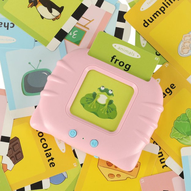 Garsinis kortelių skaitytuvas mokytis anglų kalbos 112 kortelių Pink 8