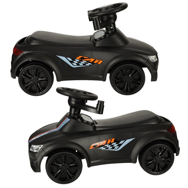 Paspiriamas automobilis su garsais ir šviesomis, juodas