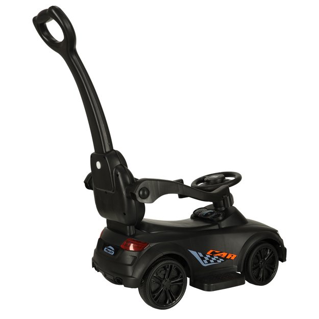 Paspiriamas automobilis su garsais ir šviesomis, juodas