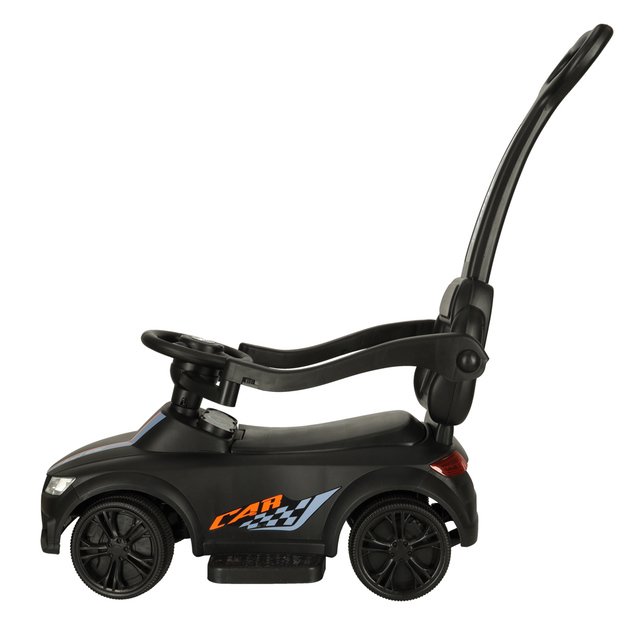 Paspiriamas automobilis su garsais ir šviesomis, juodas