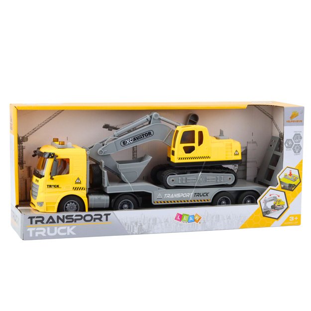 Truck Tow Truck Crawler Excavator Moving Lights Sounds Yellow 4