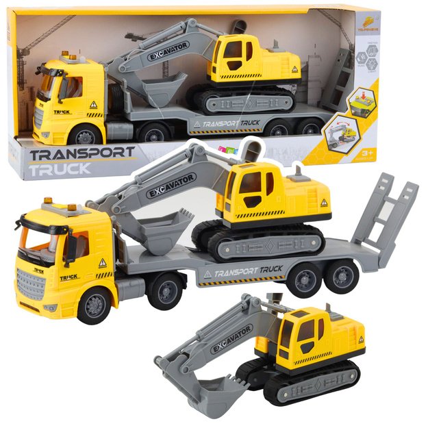 Truck Tow Truck Crawler Excavator Moving Lights Sounds Yellow