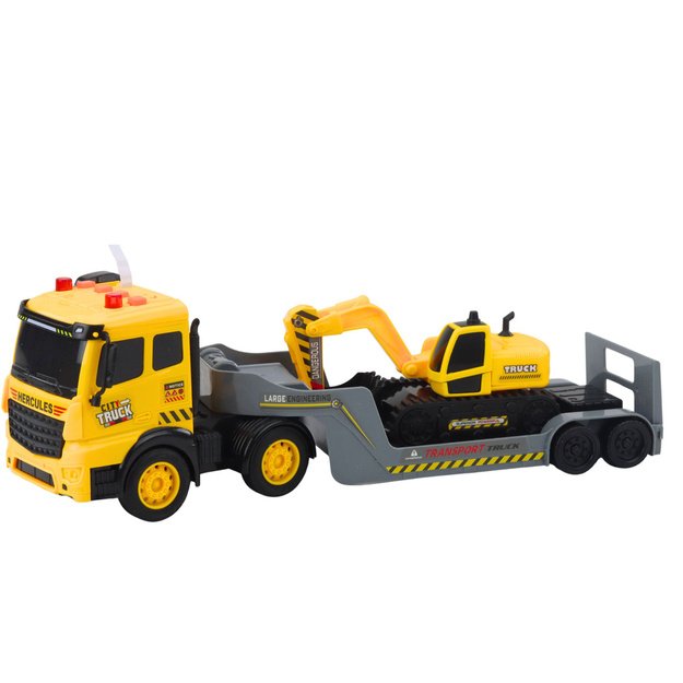 Tow Truck with Crawler Excavator Rotating 360° Yellow 1:16 1