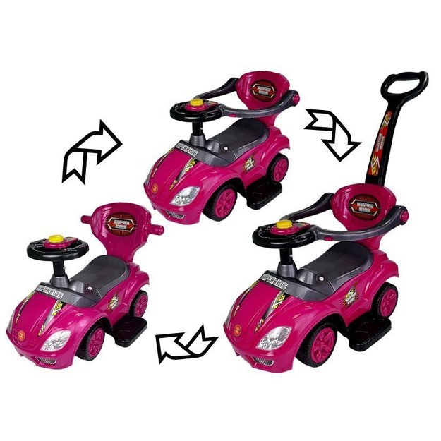 Toddlers Ride On Push Along with Parent Handle Mega Car 3in1 Pink 1