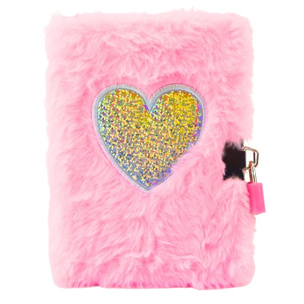 PLIUŠINIS DIENORAŠTIS SU SPYNA IR 2 RAKTAIS, ŠIRDELĖ, ROŽINIS, A6, 80 PUSLAPIŲ 2