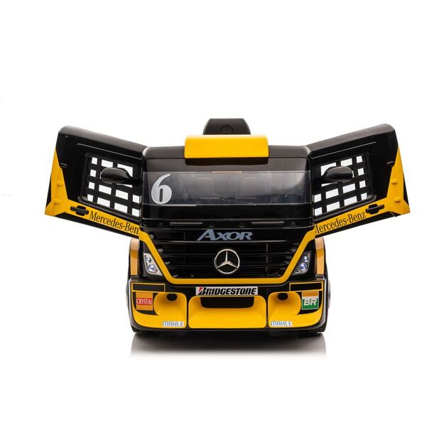 Akumuliatoriaus automobilis Mercedes XMX622B puspriekabė Geltonas LCD ekranas 12