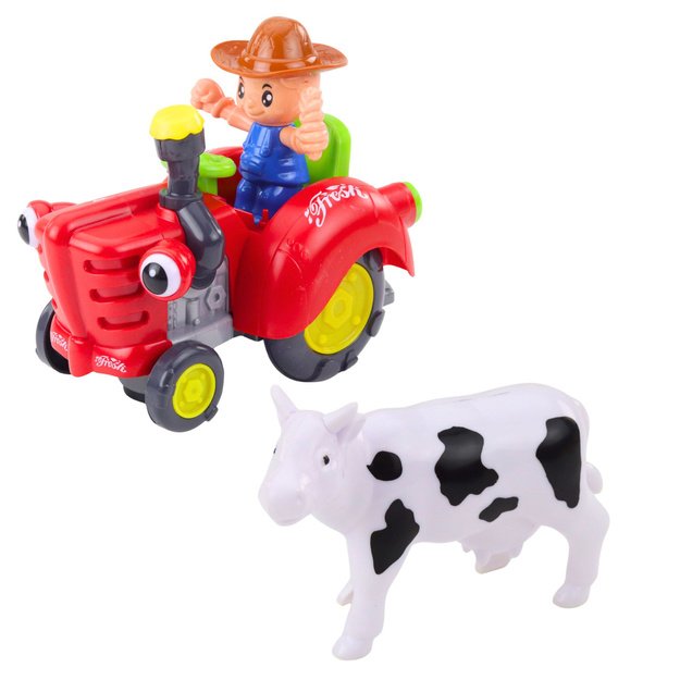 Interactive Farmer s Tractor with Trailer, Cow Figure, Lights and Sounds 2