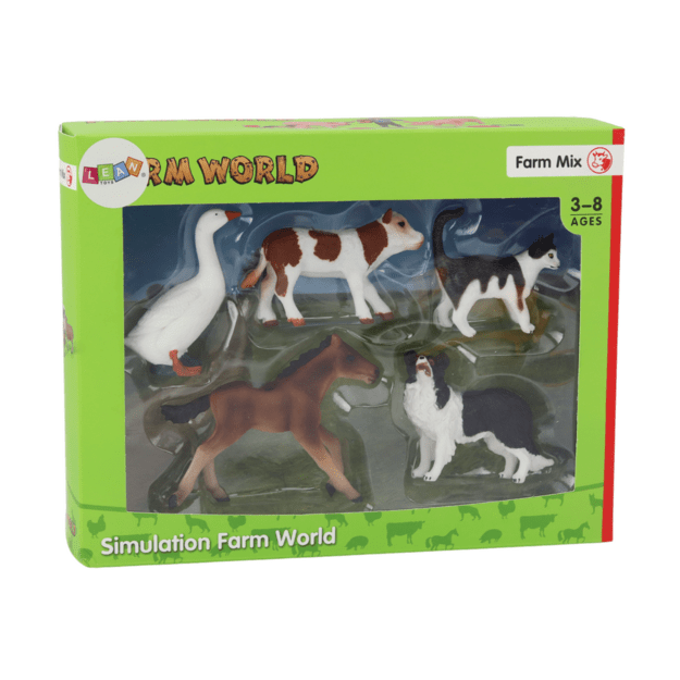 Rural Animals Figure Set 5 Pieces Horse Cow Cat Goose Dog 2