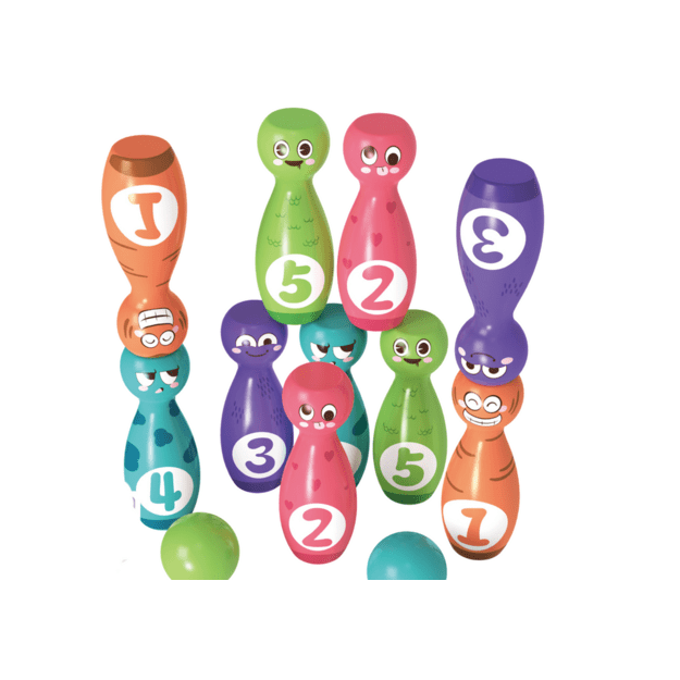 BOULINGO RINKINYS SU SPALVOTAIS KAMUOLIUKAIS IR VEIDUKAIS – 10 VNT 1