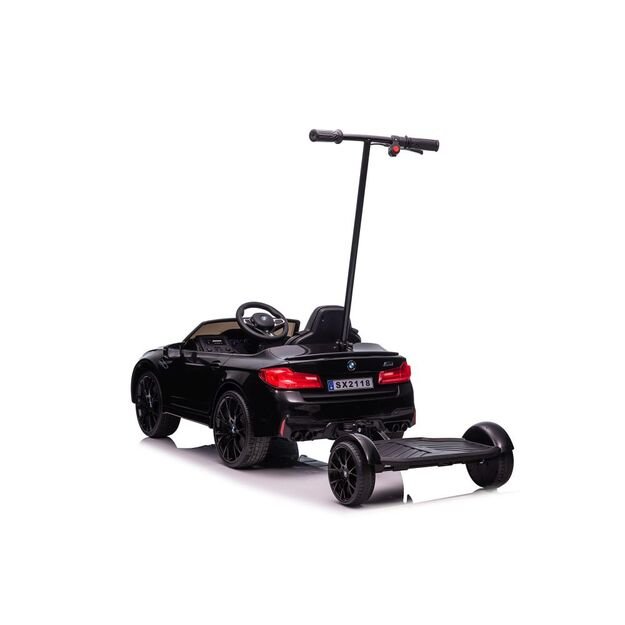 Akumuliatorinis automobilis BMW M5 su platforma tėvams, juodai lakuotas 10