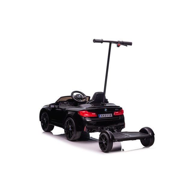 Akumuliatorinis automobilis BMW M5 su platforma tėvams, juodai lakuotas 4