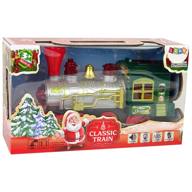 Christmas Locomotive Lights Sound Green Battery Operated